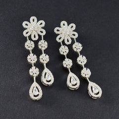 Cubic-Zirconia-Indian-Dewii-multiple-Stud-White-Silver-Earring