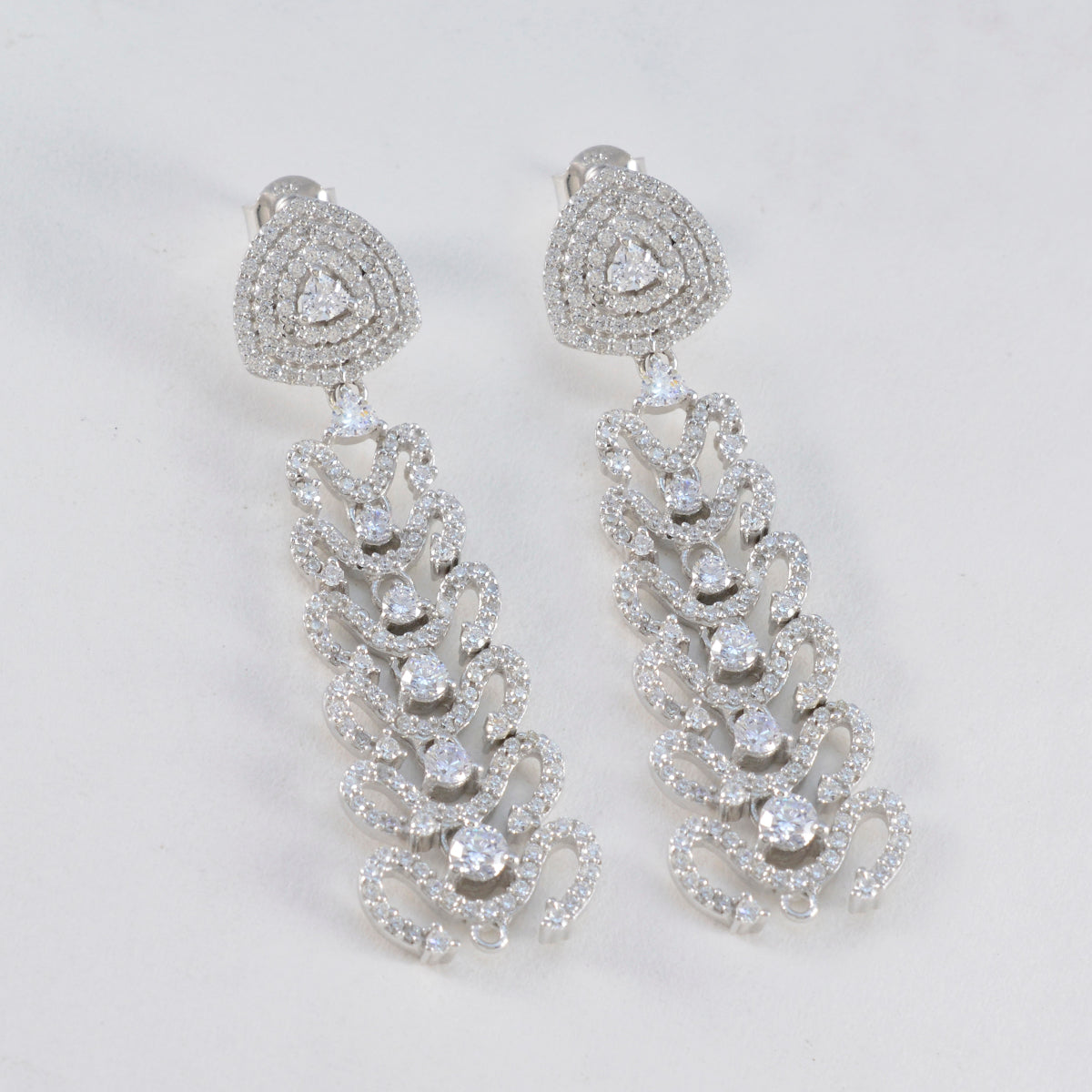 Cubic-Zirconia-Indian-Araya-multiple-Stud-White-Sterling-Silver-Earring