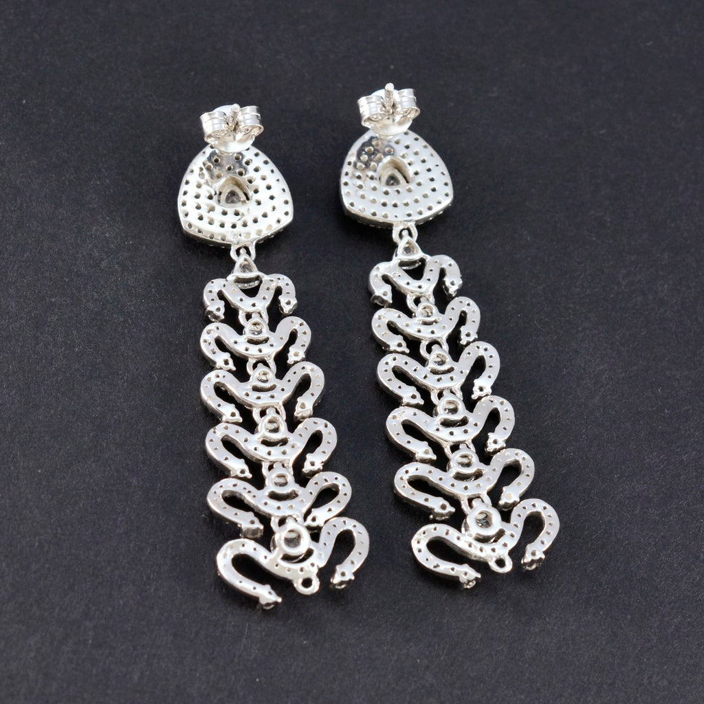 Cubic-Zirconia-Indian-Araya-multiple-Stud-White-Sterling-Silver-Earring