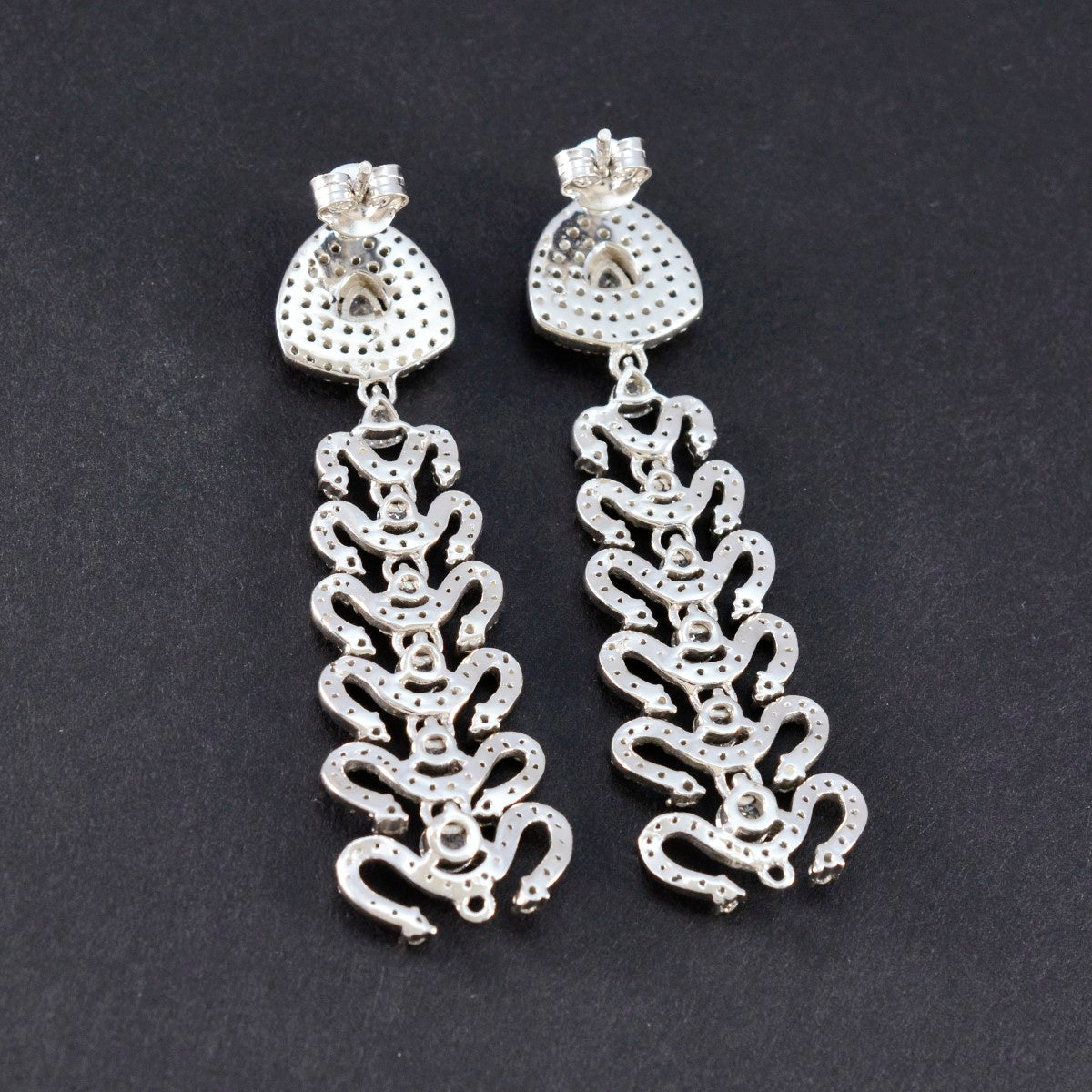 Cubic-Zirconia-Indian-Araya-multiple-Stud-White-Sterling-Silver-Earring