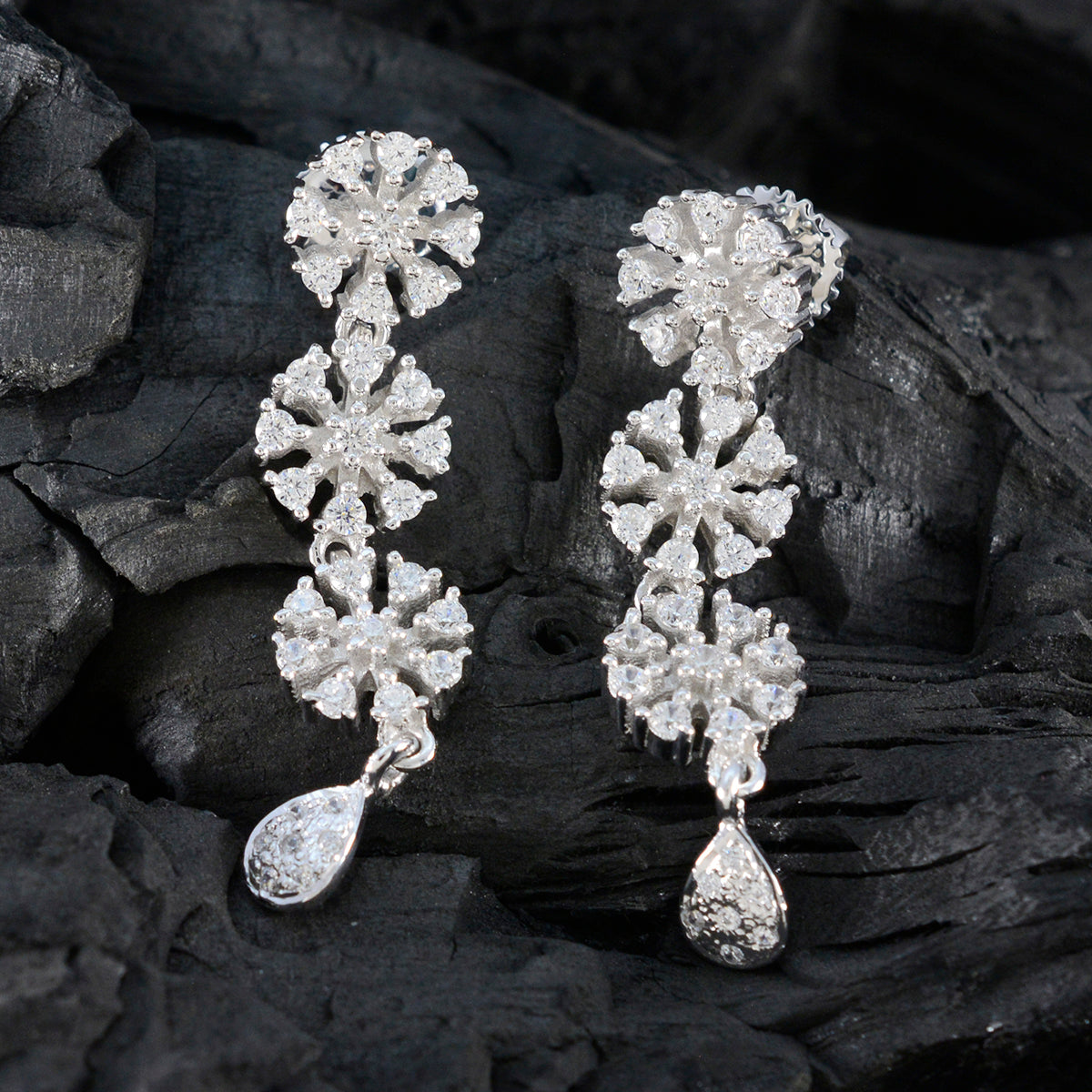 Cubic-Zirconia-Indian-Ayesha-multiple-Stud-White-925-Silver-Earring