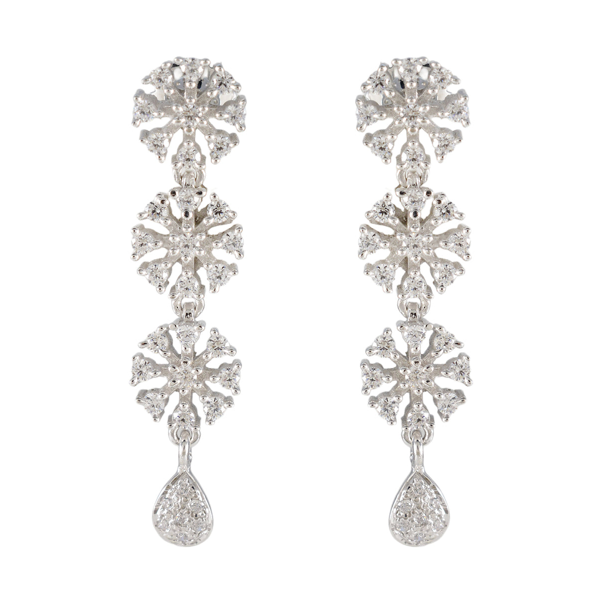 Cubic-Zirconia-Indian-Ayesha-multiple-Stud-White-925-Silver-Earring メイン画像