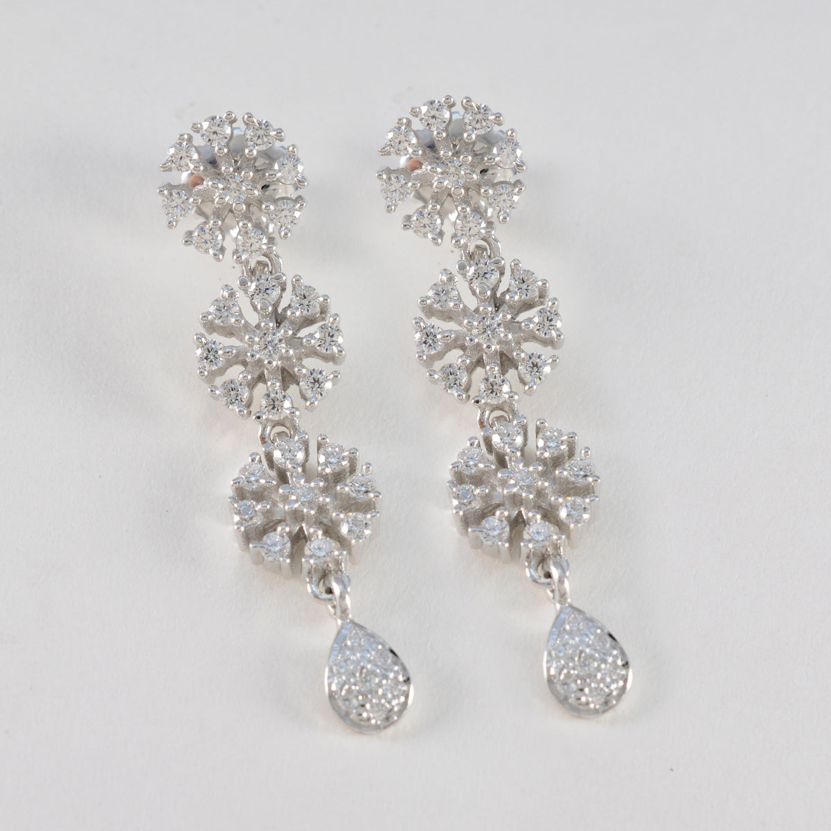 Cubic-Zirconia-Indian-Ayesha-multiple-Stud-White-925-Silver-Earring