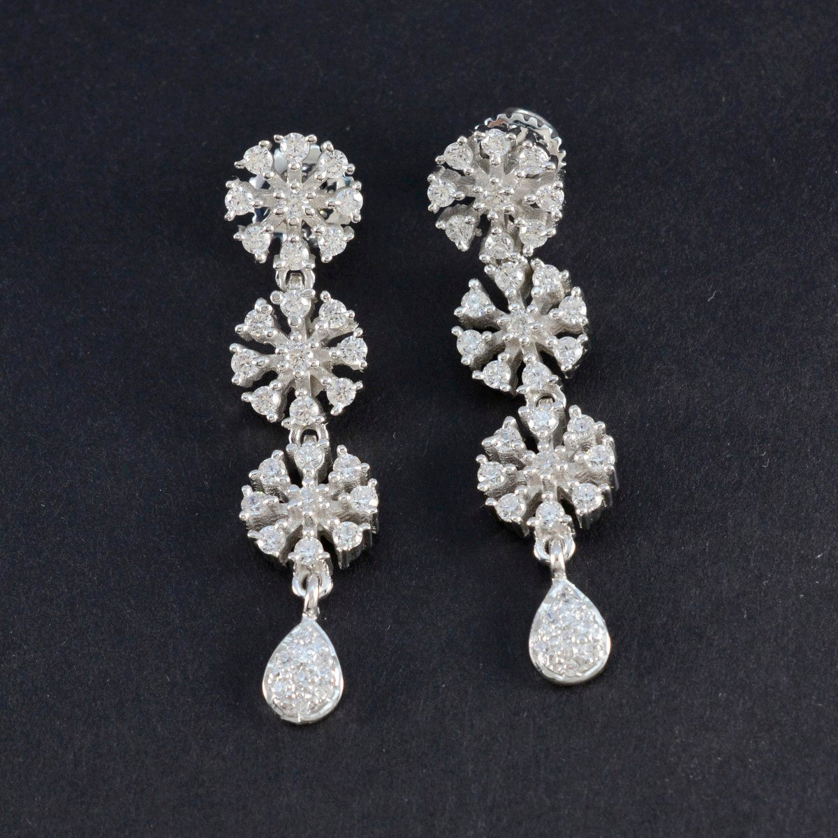 Cubic-Zirconia-Indian-Ayesha-multiple-Stud-White-925-Silver-Earring