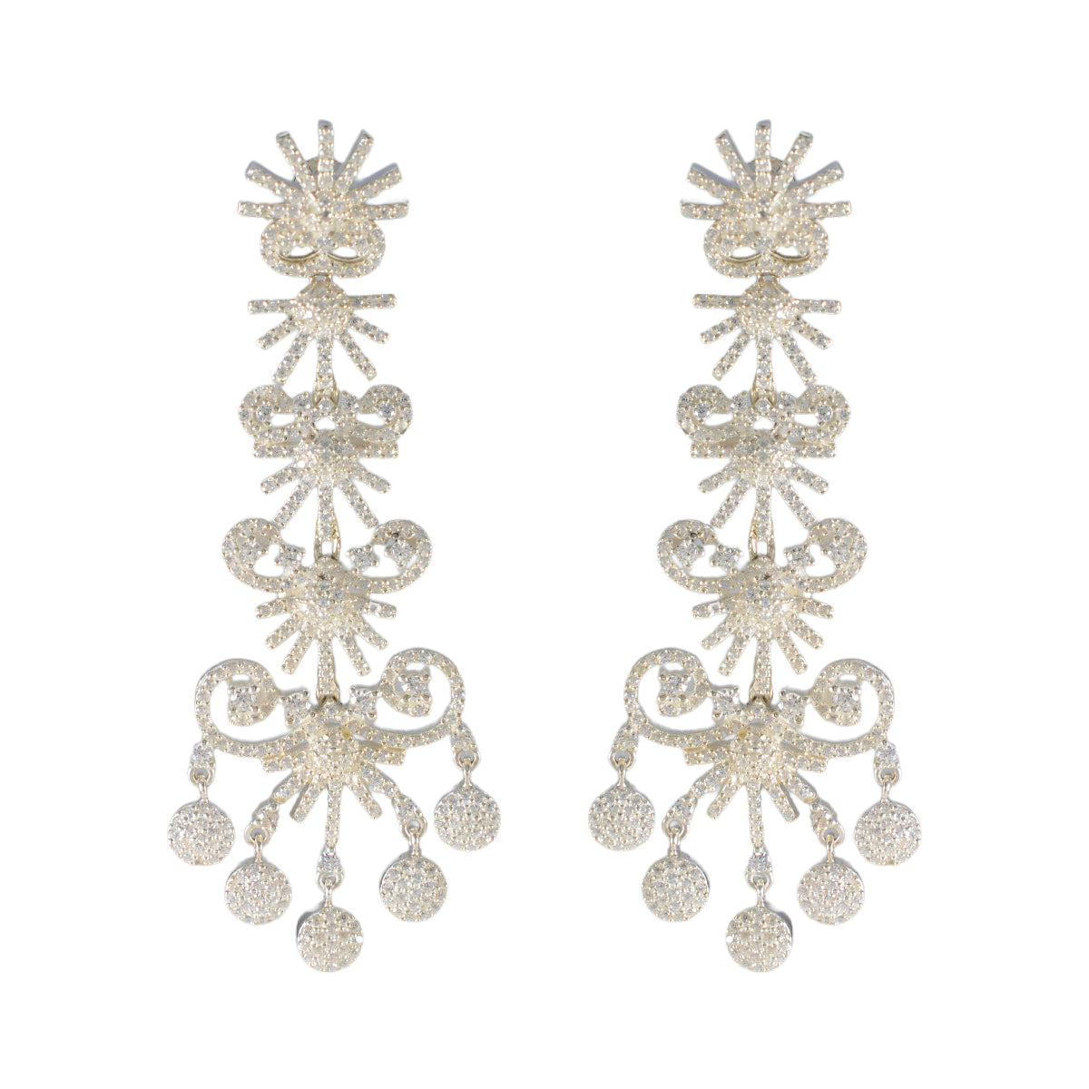 Cubic-Zirconia-Indian-Deewi-multiple-Stud-White-Silver-Earring Главное изображение товара