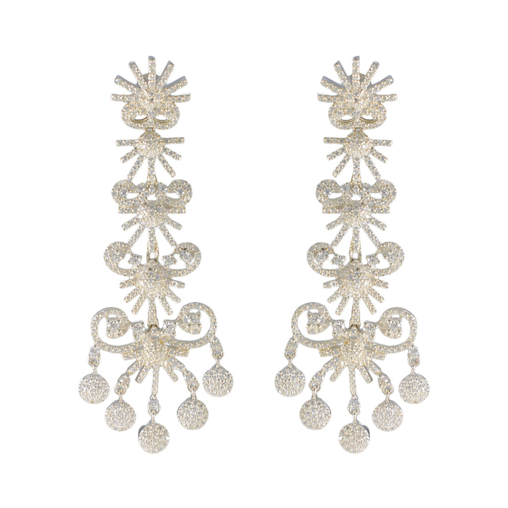 Cubic-Zirconia-Indian-Deewi-multiple-Stud-White-Silver-Earring