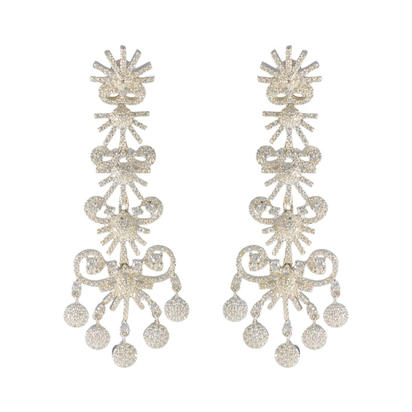 Cubic-Zirconia-Indian-Deewi-multiple-Stud-White-Silver-Earring