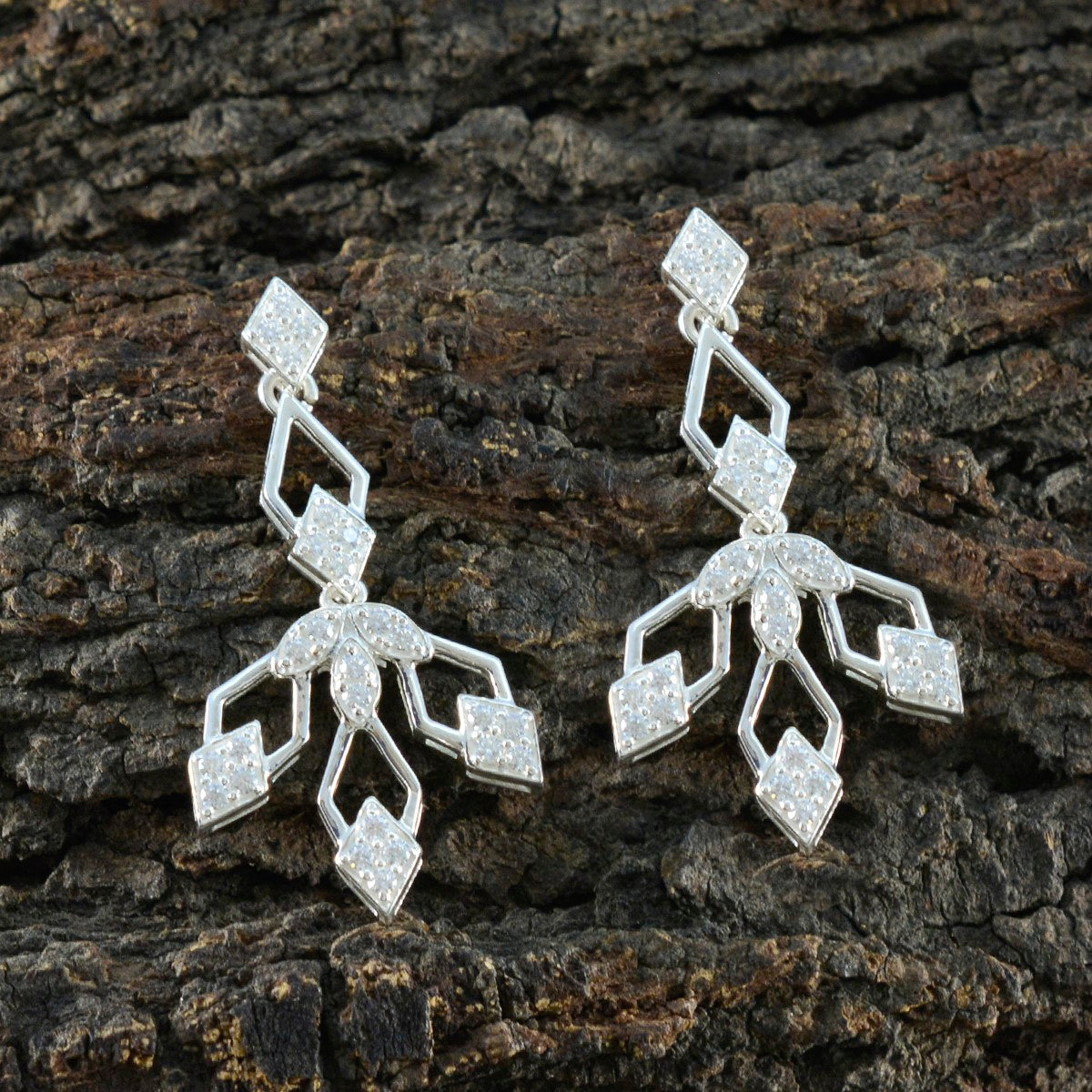 Cubic-Zirconia-Indian-Kristine-multiple-Stud-White-Silver-Earring