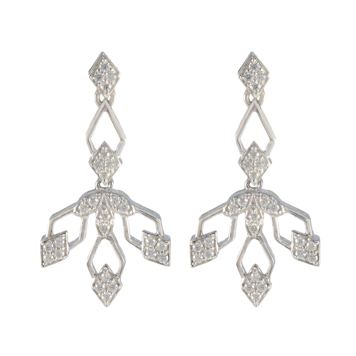 Cubic-Zirconia-Indian-Kristine-multiple-Stud-White-Silver-Earring