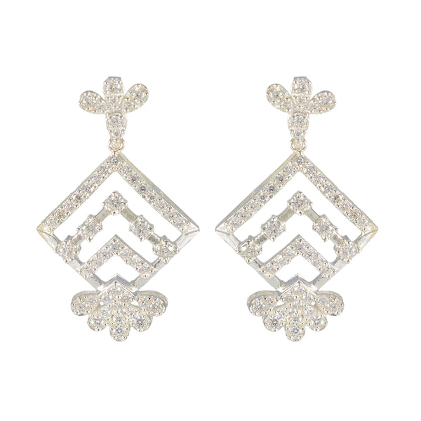 Cubic-Zirconia-Indian-Lakshmi-multiple-Stud-White-Sterling-Silver-Earring