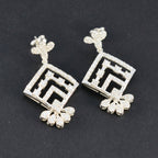 Cubic-Zirconia-Indian-Lakshmi-multiple-Stud-White-Sterling-Silver-Earring