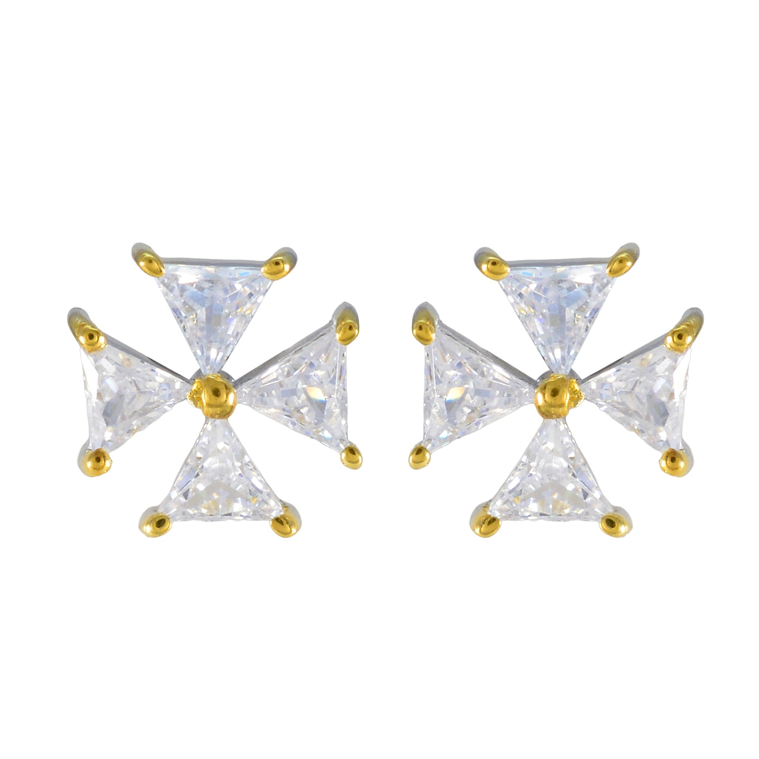 Cubic-Zirconia-American-Aurora-multiple-Stud-White-Sterling-Silver-Earring