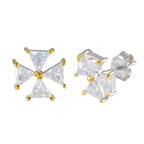 Cubic-Zirconia-American-Aurora-multiple-Stud-White-Sterling-Silver-Earring