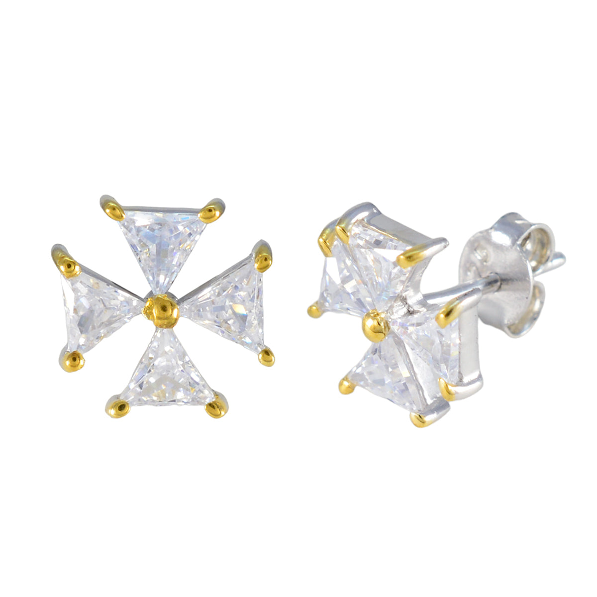 Cubic-Zirconia-American-Aurora-multiple-Stud-White-Sterling-Silver-Earring