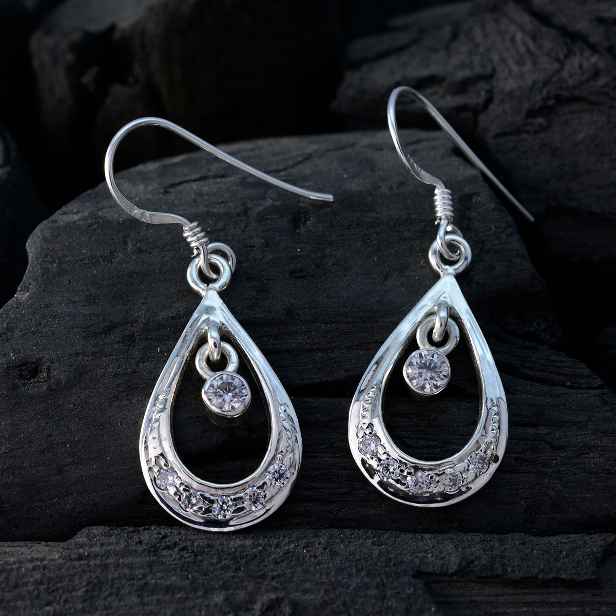 Cubic-Zirconia-Egyptian-Hanna-multiple-Dangle-White-Silver-Earring