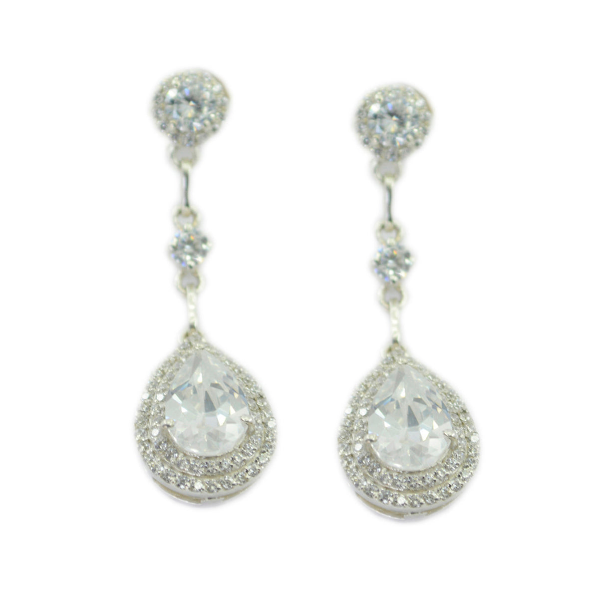 Cubic-Zirconia-Indian-Riya-multiple-Stud-White-925-Silver-Earring メイン画像