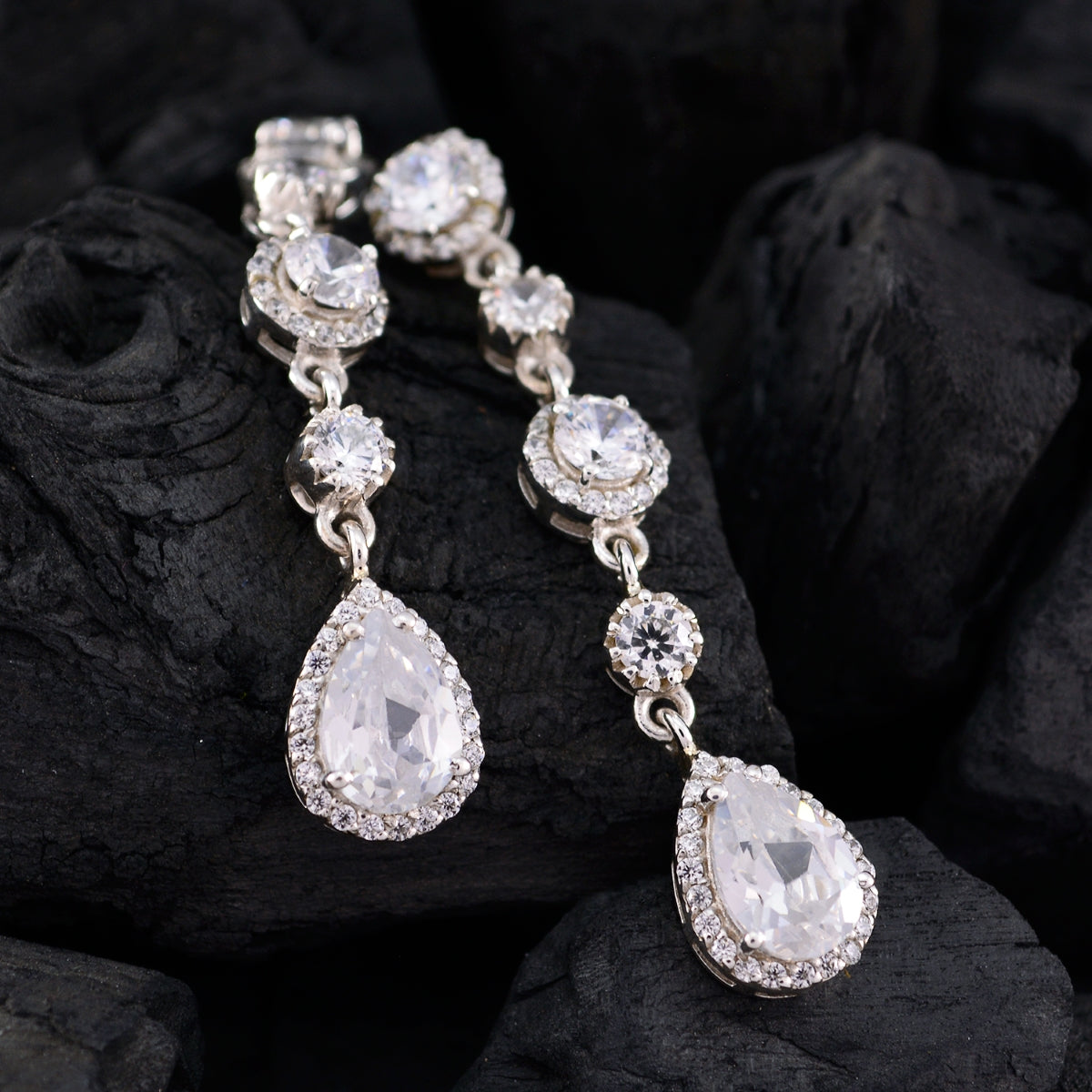 Cubic-Zirconia-Indian-Siti-multiple-Stud-White-92.5-Silver-Earring