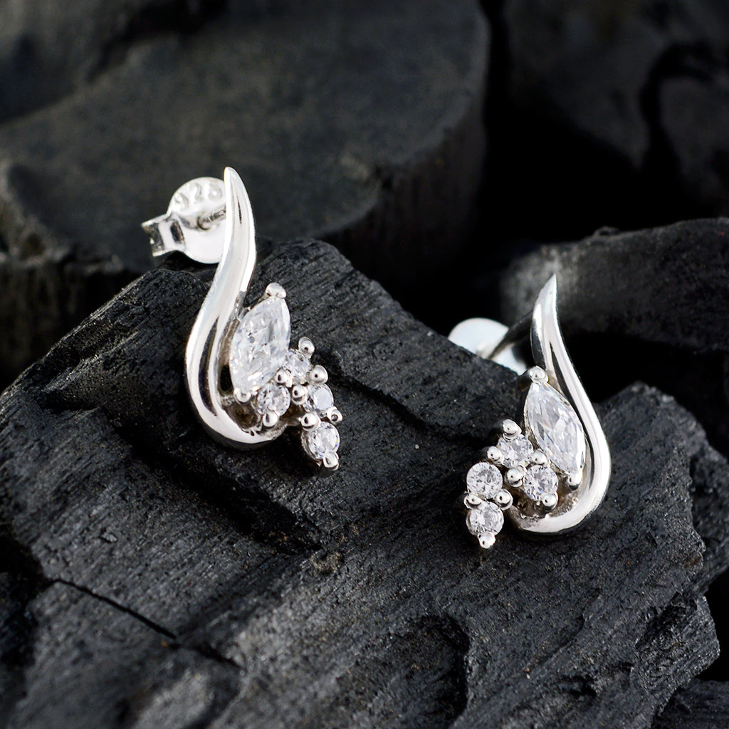 Cubic-Zirconia-Korean-Harper-multiple-Stud-White-925-Sterling-Silver-Earring