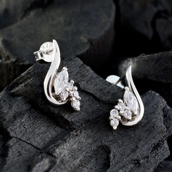Cubic-Zirconia-Korean-Harper-multiple-Stud-White-925-Sterling-Silver-Earring