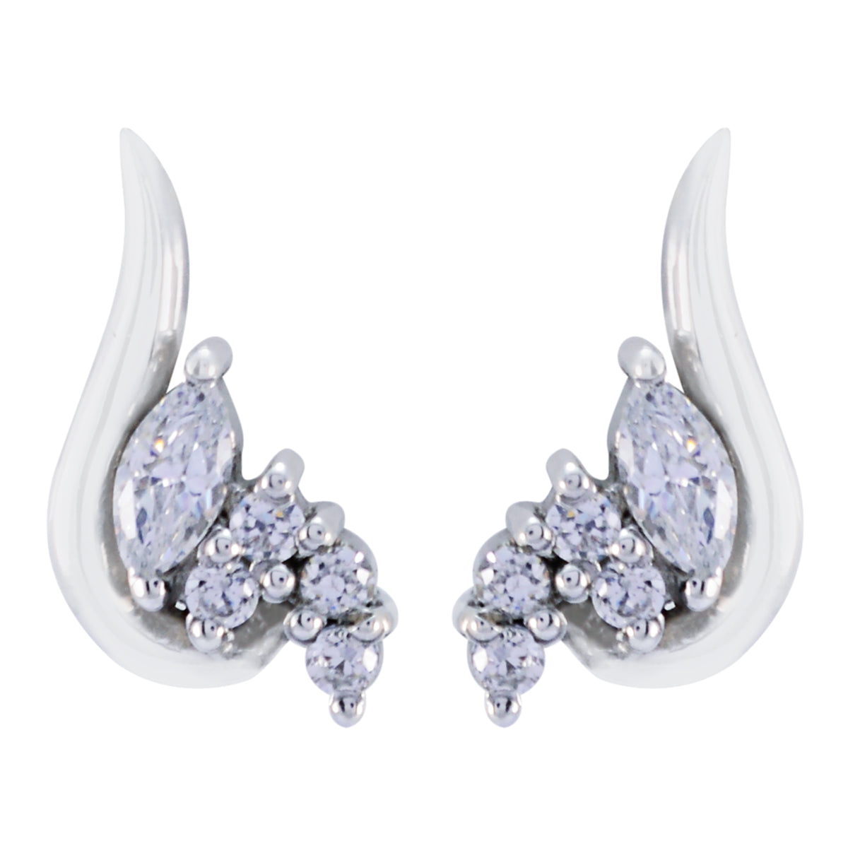 Cubic-Zirconia-Korean-Harper-multiple-Stud-White-925-Sterling-Silver-Earring メイン画像