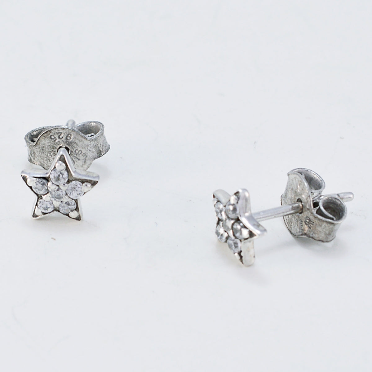 Cubic-Zirconia-Japanese-Hazel-multiple-Stud-White-Silver-Earring