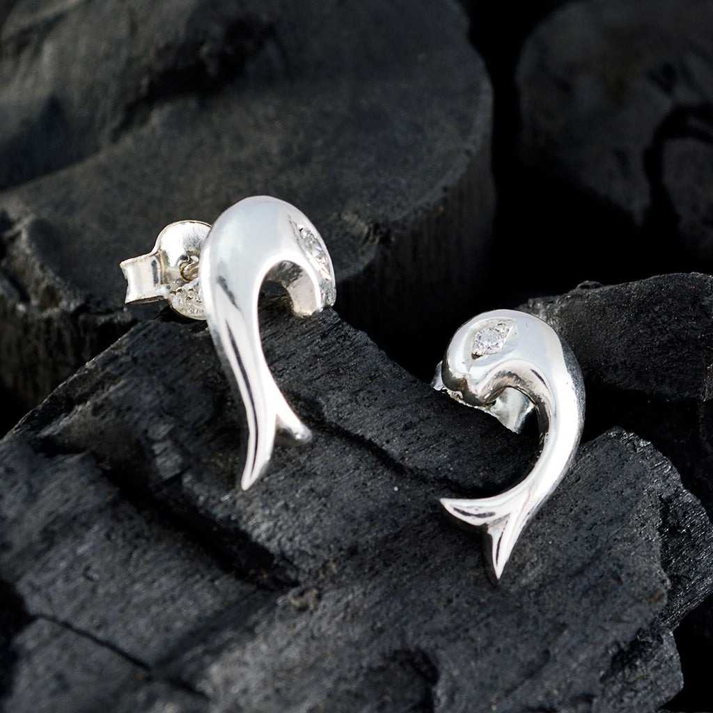 Cubic-Zirconia-Middle-Eastern-Inès-Solitaire-Stud-White-Silver-Earring