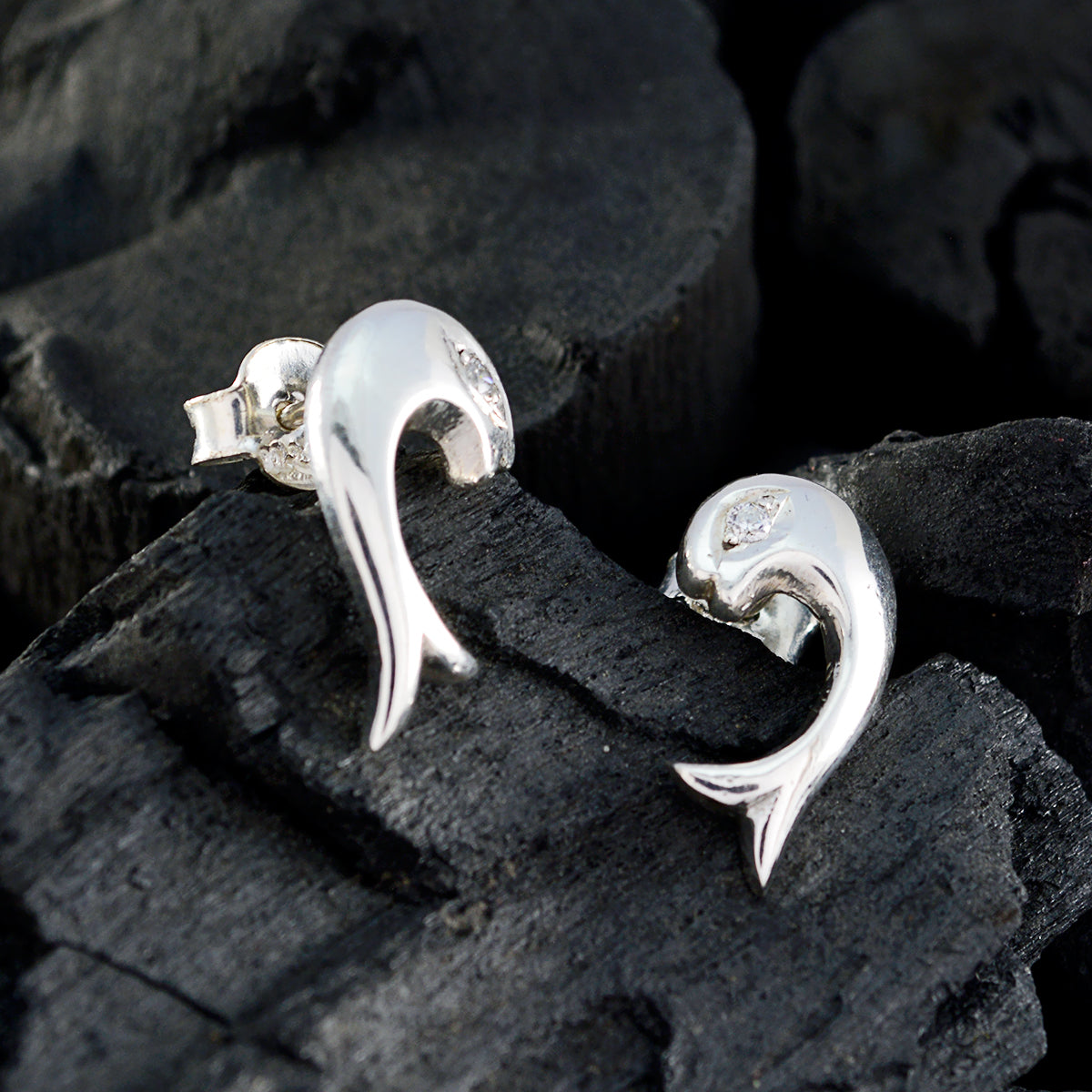 Cubic-Zirconia-Middle-Eastern-Inès-Solitaire-Stud-White-Silver-Earring