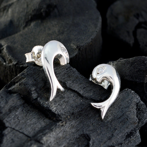 Cubic-Zirconia-Middle-Eastern-Inès-Solitaire-Stud-White-Silver-Earring