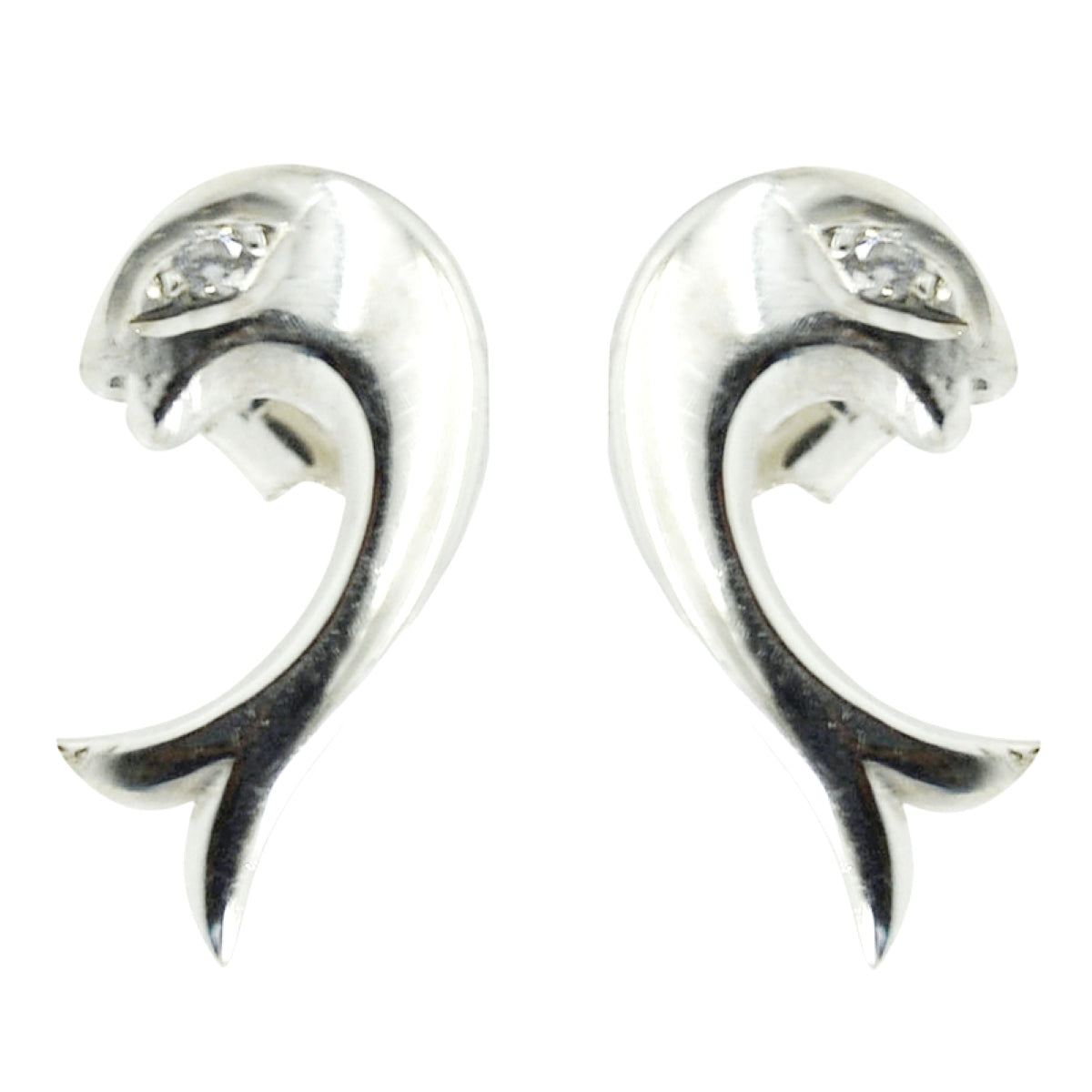 Cubic-Zirconia-Middle-Eastern-Inès-Solitaire-Stud-White-Silver-Earring
