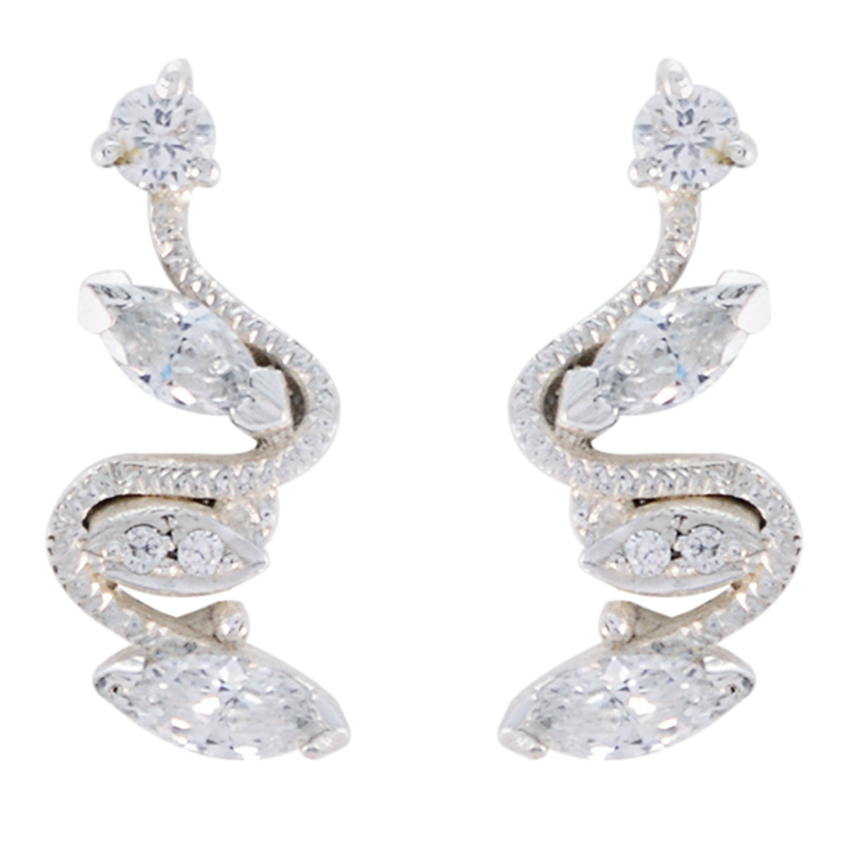 White-CZ-French-Laura-multiple-Stud-White-Silver-Earring