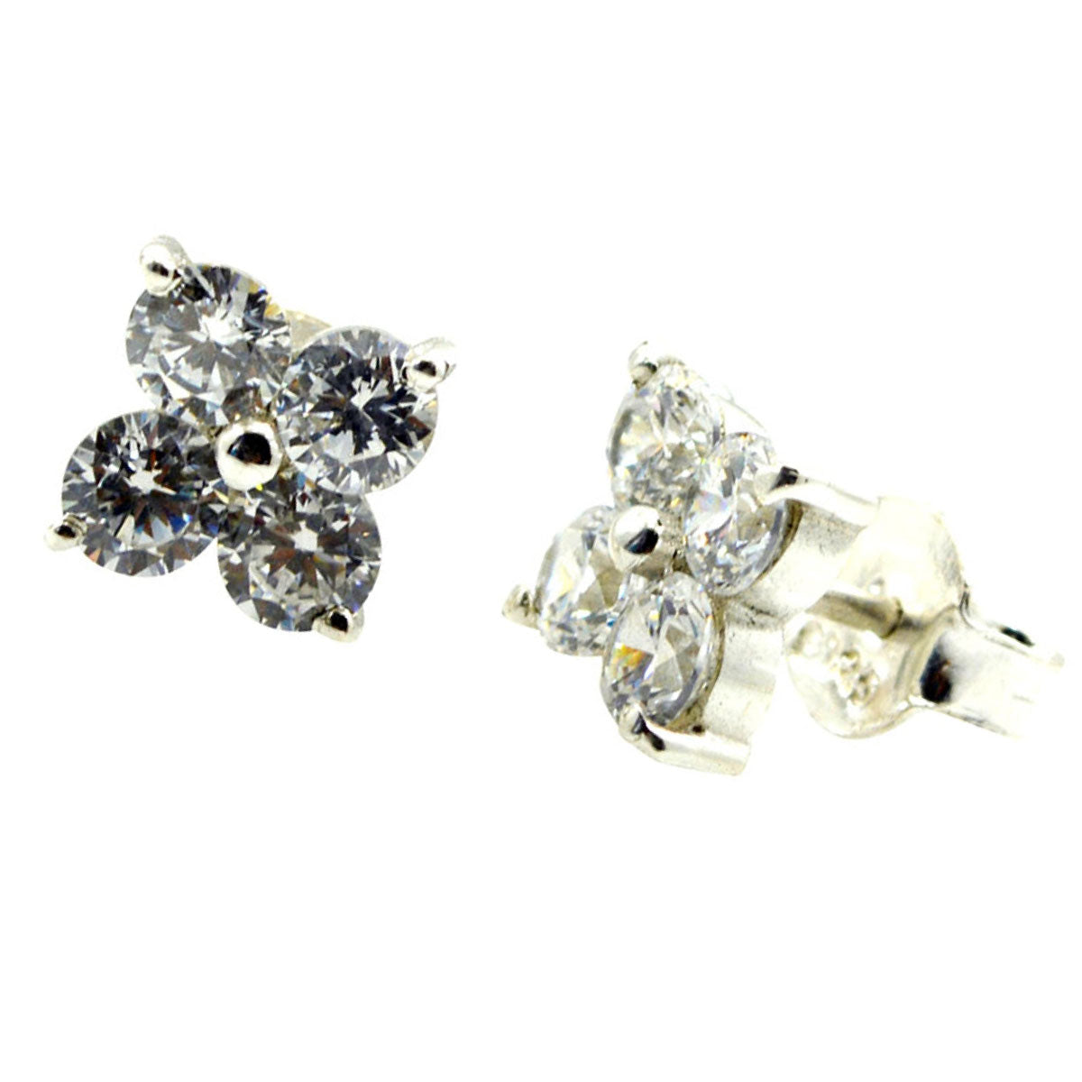 Cubic-Zirconia-Mexican-Isabel-multiple-Stud-White-Sterling-Silver-Earring