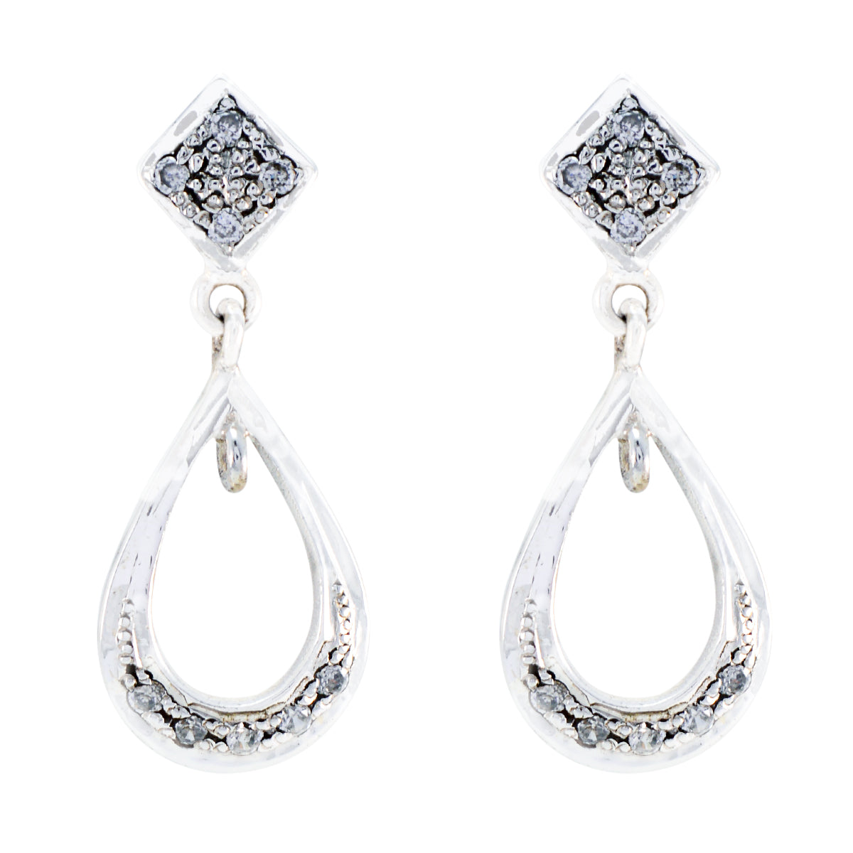 Cubic-Zirconia-Latin-American-Isla-multiple-Stud-White-Silver-Earring Immagine principale del prodotto
