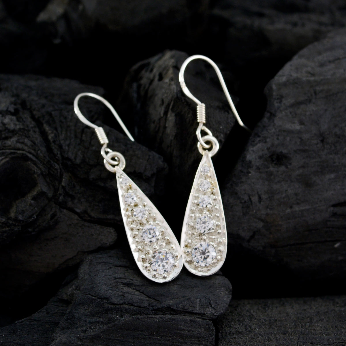 Cubic-Zirconia-French-Ivy-multiple-Dangle-White-Sterling-Silver-Earring
