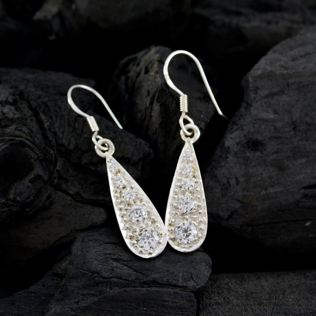 Cubic-Zirconia-French-Ivy-multiple-Dangle-White-Sterling-Silver-Earring