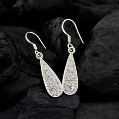 Cubic-Zirconia-French-Ivy-multiple-Dangle-White-Sterling-Silver-Earring