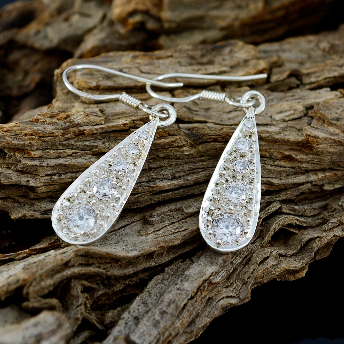 Cubic-Zirconia-French-Ivy-multiple-Dangle-White-Sterling-Silver-Earring