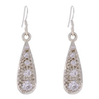 Cubic-Zirconia-French-Ivy-multiple-Dangle-White-Sterling-Silver-Earring