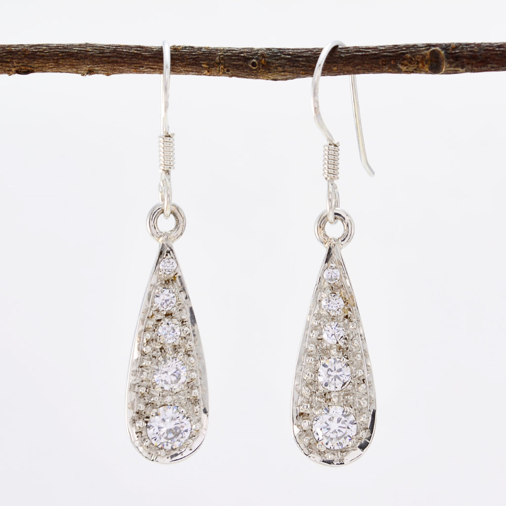 Cubic-Zirconia-French-Ivy-multiple-Dangle-White-Sterling-Silver-Earring