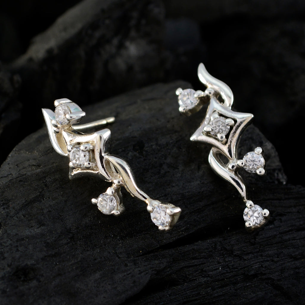 Cubic-Zirconia-African-Julia-multiple-Stud-White-925-Silver-Earring
