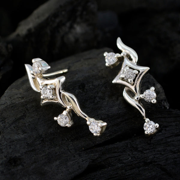 Cubic-Zirconia-African-Julia-multiple-Stud-White-925-Silver-Earring