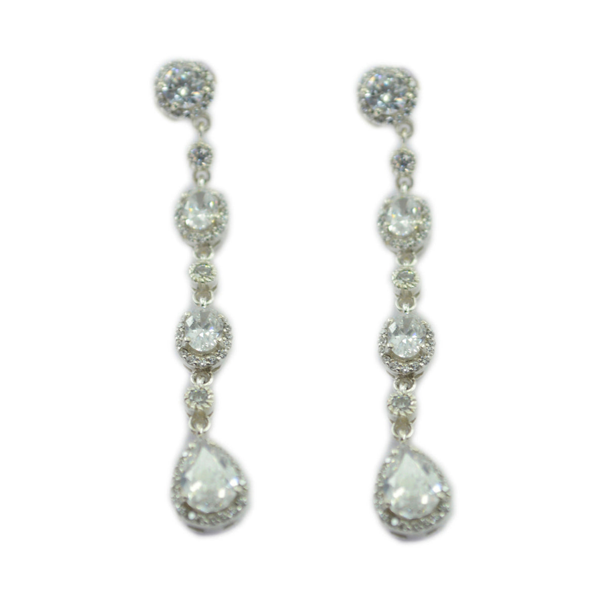 Cubic-Zirconia-Indian-Putri-multiple-Stud-White-925-Silver-Earring メイン画像