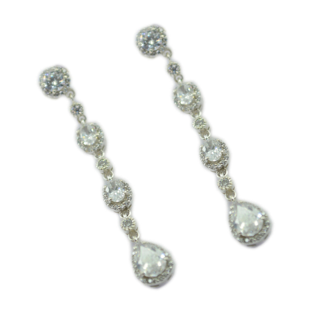 Cubic-Zirconia-Indian-Putri-multiple-Stud-White-925-Silver-Earring