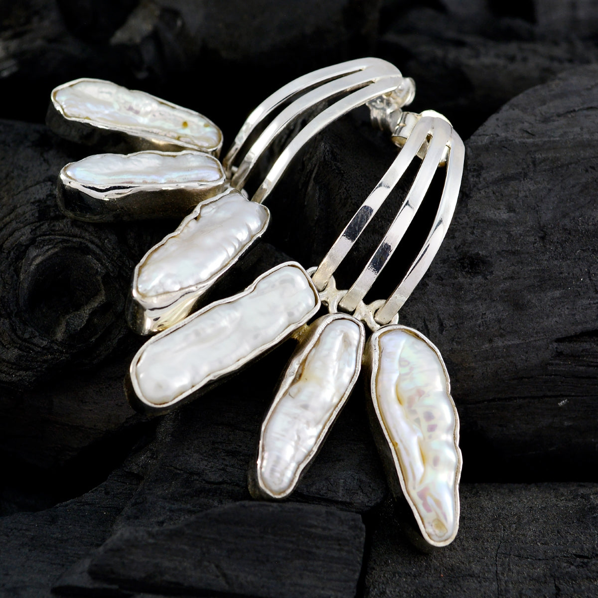 Pearl-Moroccan-Katharina-multiple-Stud-White-Silver-Earring