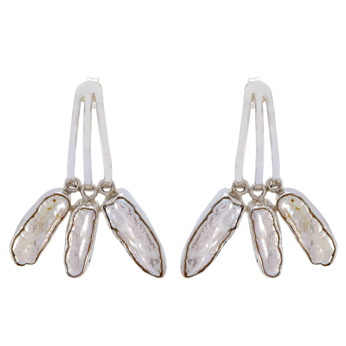Pearl-Moroccan-Katharina-multiple-Stud-White-Silver-Earring Hoofdafbeelding