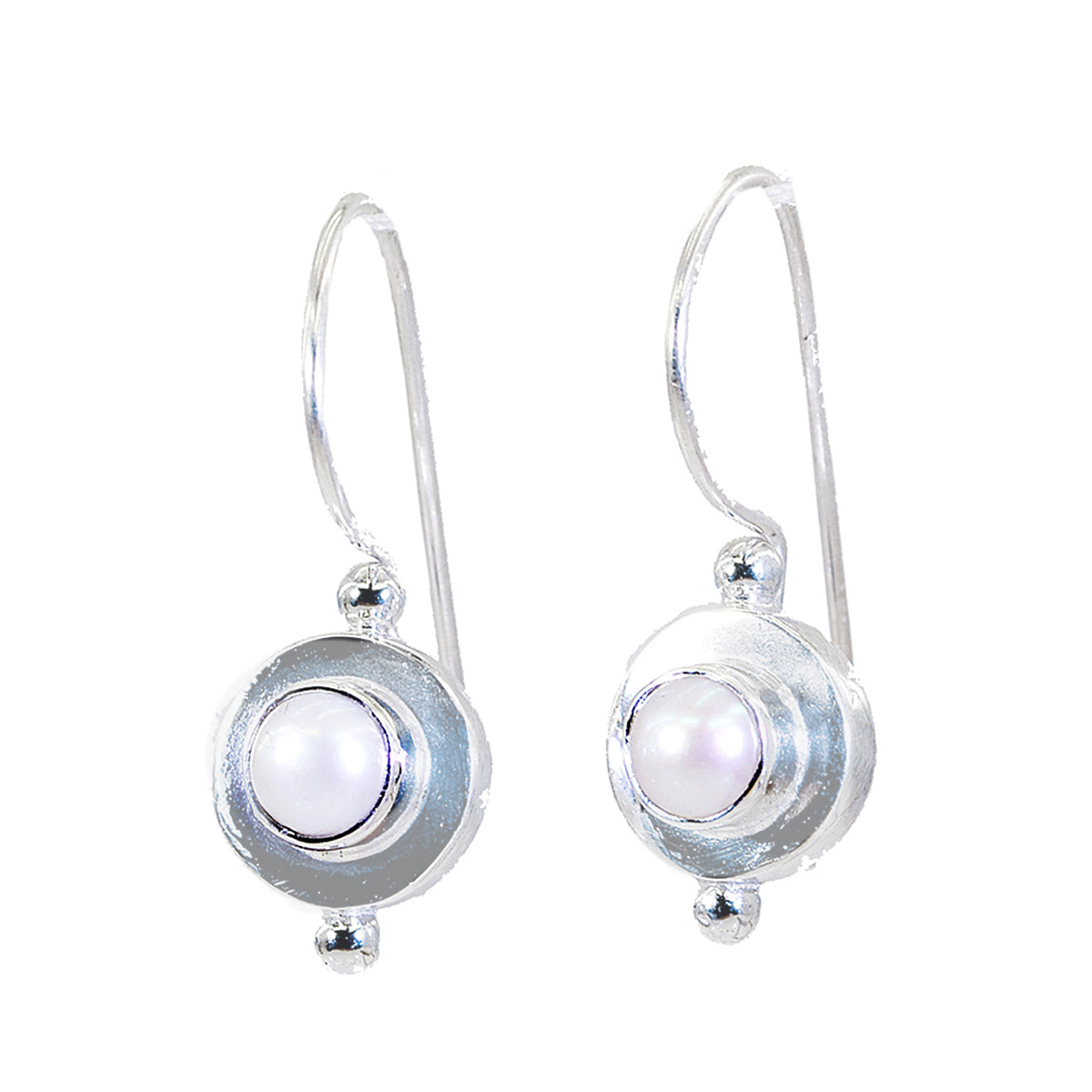 Pearl-Egyptian-Eun-ji-Solitaire-Dangle-White-Silver-Earring Image principale du produit