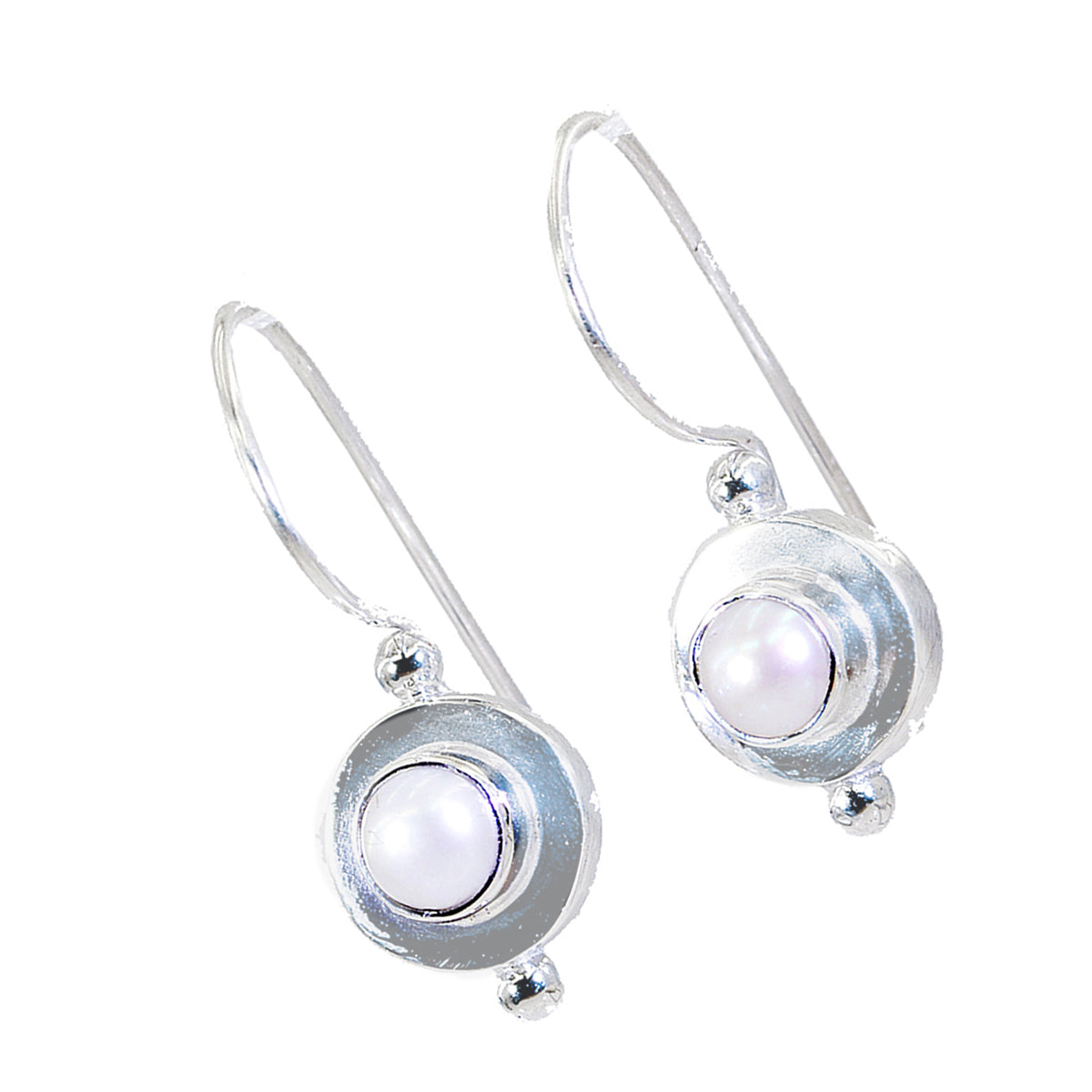 Boucles d'oreilles pendantes en argent blanc avec perle égyptienne Eun-ji solitaire Image secondaire du produit