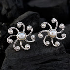 Pearl-Japanese-Lea-Solitaire-Stud-White-Silver-Earring