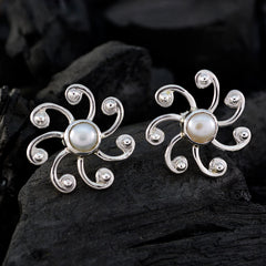 Pearl-Japanese-Lea-Solitaire-Stud-White-Silver-Earring