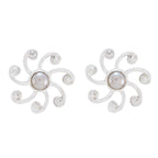Pearl-Japanese-Lea-Solitaire-Stud-White-Silver-Earring