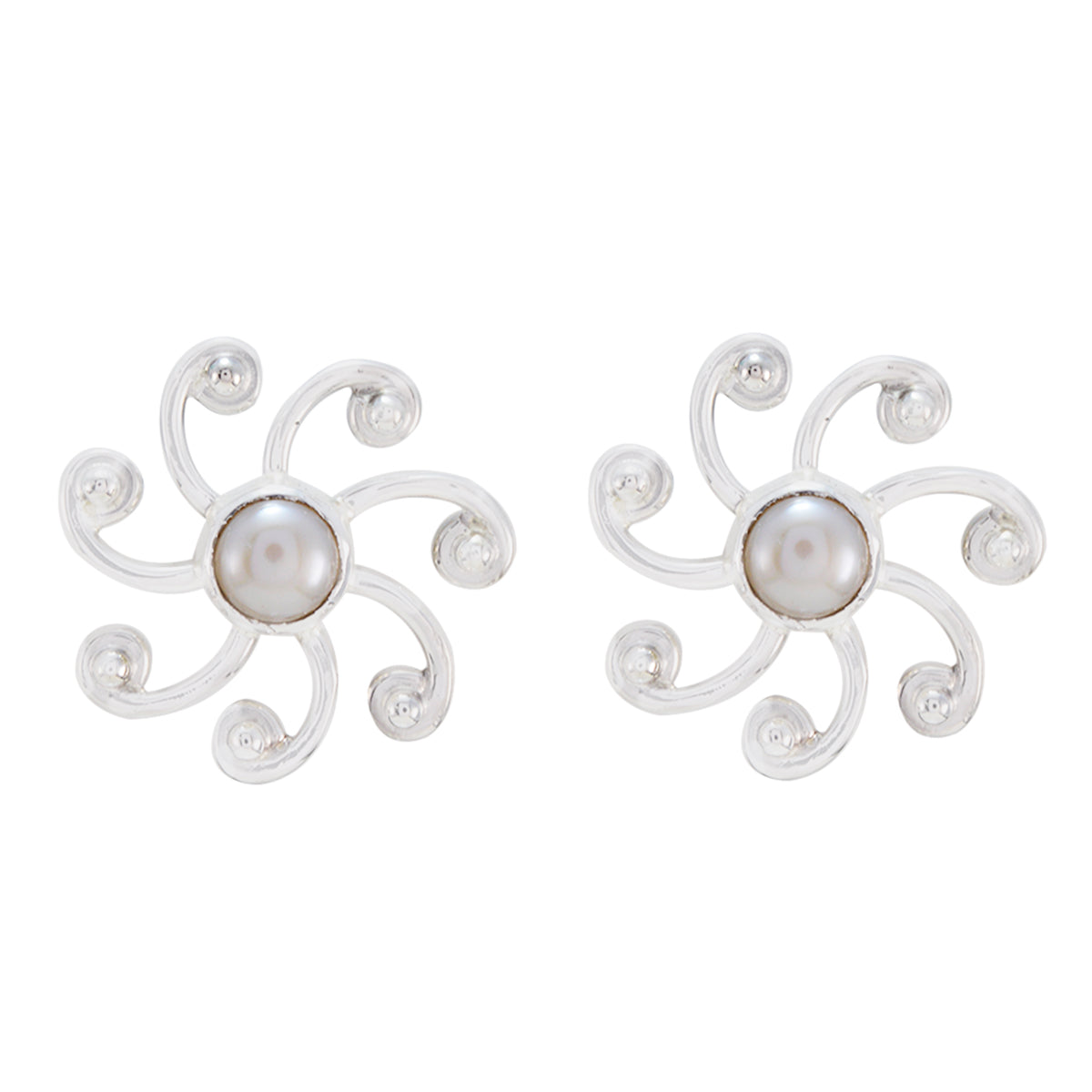 Pearl-Japanese-Lea-Solitaire-Stud-White-Silver-Earring